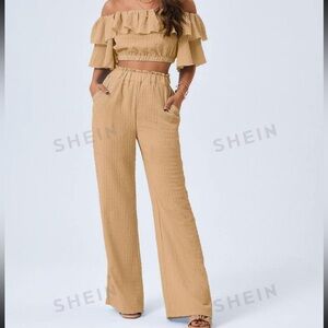 Shein two piece crop top and pants set